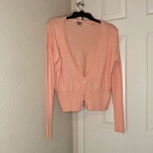 Worthington Pink Cropped Cardigan with Lightweight Knit
